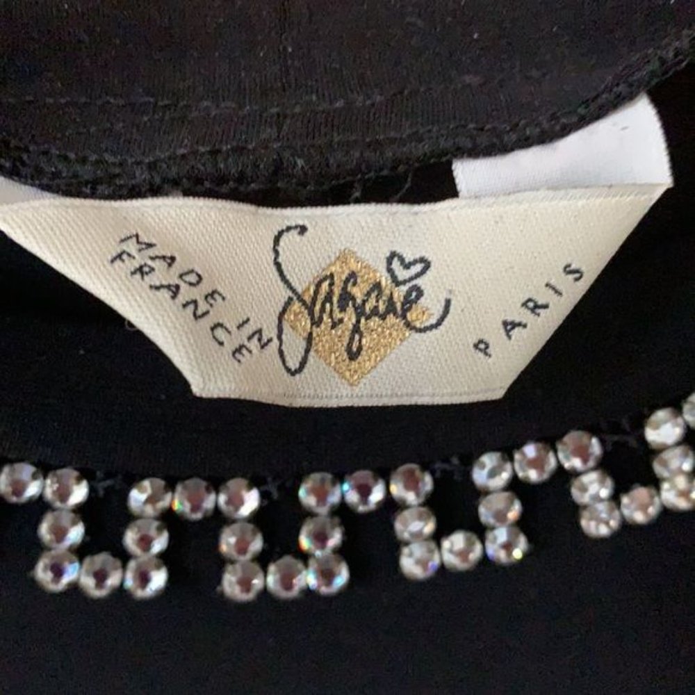 Black Sleeveless Rhinestone Blouse - Picture 6 of 8